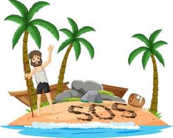 A man on deserted island isolated vector