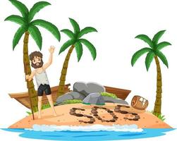 A man on deserted island isolated vector