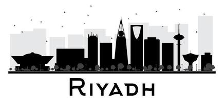 Riyadh City skyline black and white silhouette. vector