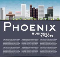 Phoenix Skyline with Grey Buildings, Blue Sky and copy space. vector