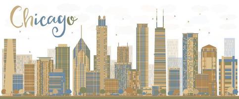 Abstract Chicago skyline with color skyscrapers. vector