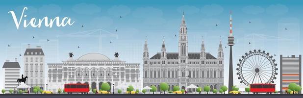 Vienna Skyline with Gray Buildings and Blue Sky. vector