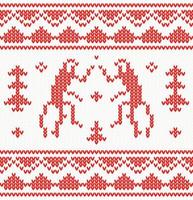 Christmas Knitted background with monkey, trees and ornament. vector