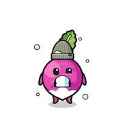 cute cartoon turnip with shivering expression vector