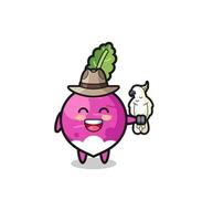 turnip zookeeper mascot with a parrot vector