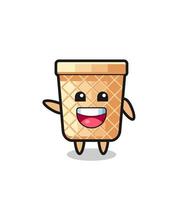 happy waffle cone cute mascot character vector