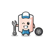 the tissue roll character as a mechanic mascot vector