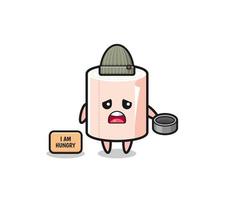 cute tissue roll beggar cartoon character vector