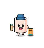 tissue roll mascot character as hiker vector