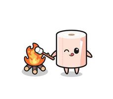 tissue roll character is burning marshmallow vector