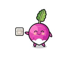 cartoon turnip is turning off light vector