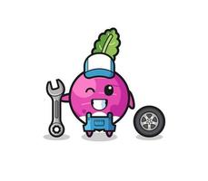 the turnip character as a mechanic mascot vector