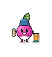 turnip mascot character as hiker vector