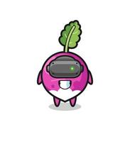 cute turnip using VR headset vector