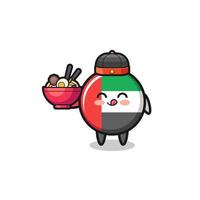 uae flag as Chinese chef mascot holding a noodle bowl vector