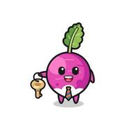 cute turnip as a real estate agent mascot vector