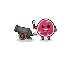 cute beef shoot using cannon vector