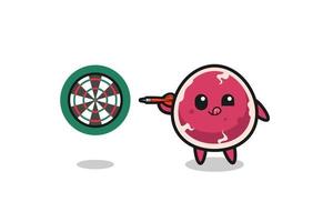 cute beef is playing dart vector