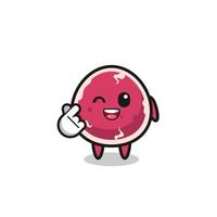 personaje de carne haciendo corazón de dedo coreano vector