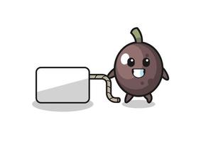 black olive cartoon is pulling a banner vector
