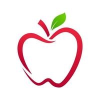vector de arte de línea de logotipo de fruta de manzana. logotipo de manzana aislado sobre fondo blanco.