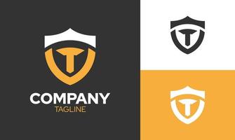 The concept of the letter t logo with a crown and forming a king's face shaped like a shield. Vector illustration templates.