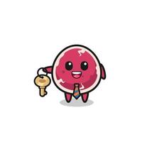 cute beef as a real estate agent mascot vector