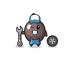 the black olive character as a mechanic mascot vector