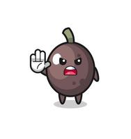 black olive character doing stop gesture vector