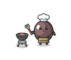 black olive barbeque chef with a grill vector