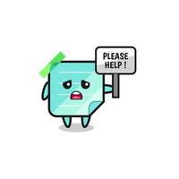 cute blue sticky notes hold the please help banner vector