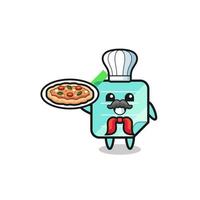 blue sticky notes character as Italian chef mascot vector