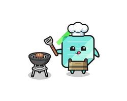blue sticky notes barbeque chef with a grill vector