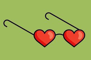 Horizontal poster with heart-shaped glasses in the cartoon trend style of the 70s. vector