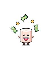 illustration of the tissue roll catching money falling from the sky vector