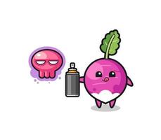 turnip cartoon make a graffiti with a spray paint vector