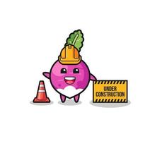 illustration of turnip with under construction banner vector