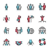 conjunto de colección de iconos de personas vector de equipo de grupo de trabajo, reunión, trabajo en equipo, lugar de trabajo de negocios