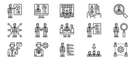 Human Resources Management line icons vector