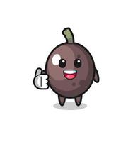 black olive mascot doing thumbs up gesture vector