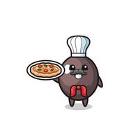 personaje de aceituna negra como mascota del chef italiano vector