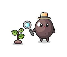 cute black olive herbalist researching a plants vector