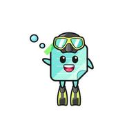 the blue sticky notes diver cartoon character vector