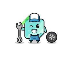 the blue sticky notes character as a mechanic mascot vector