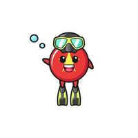 the vietnam flag diver cartoon character vector