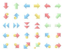 Arrows icons flat color set cursor modern simple arrows vector illustration