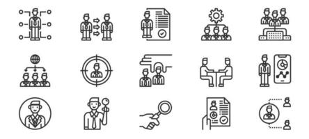 Human Resources Management line icons vector