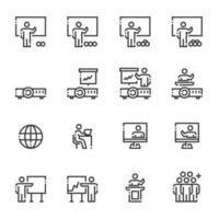 Business People Team Training  Line Color Omission Icons  Vector illustration