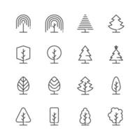 iconos de línea de árbol ilustración vectorial, ecología vector