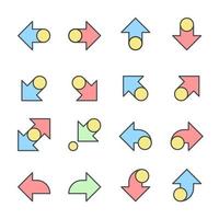 Arrows icons color line  set cursor modern simple arrows vector illustration